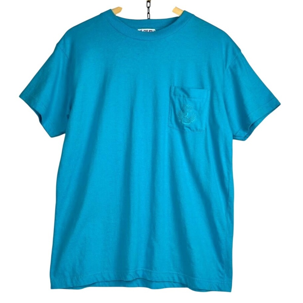 JL Plum Vintage Tee Short Sleeve Top Turquoise Blue Size Medium